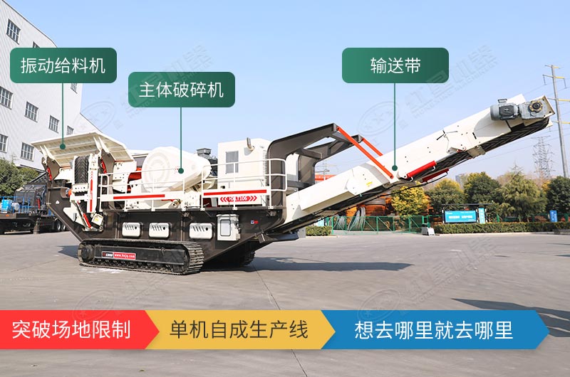 履帶式移動破碎站，獨立轉場無需牽引